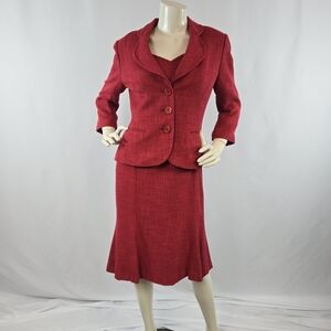 Elegant Red Midi Dress Suit